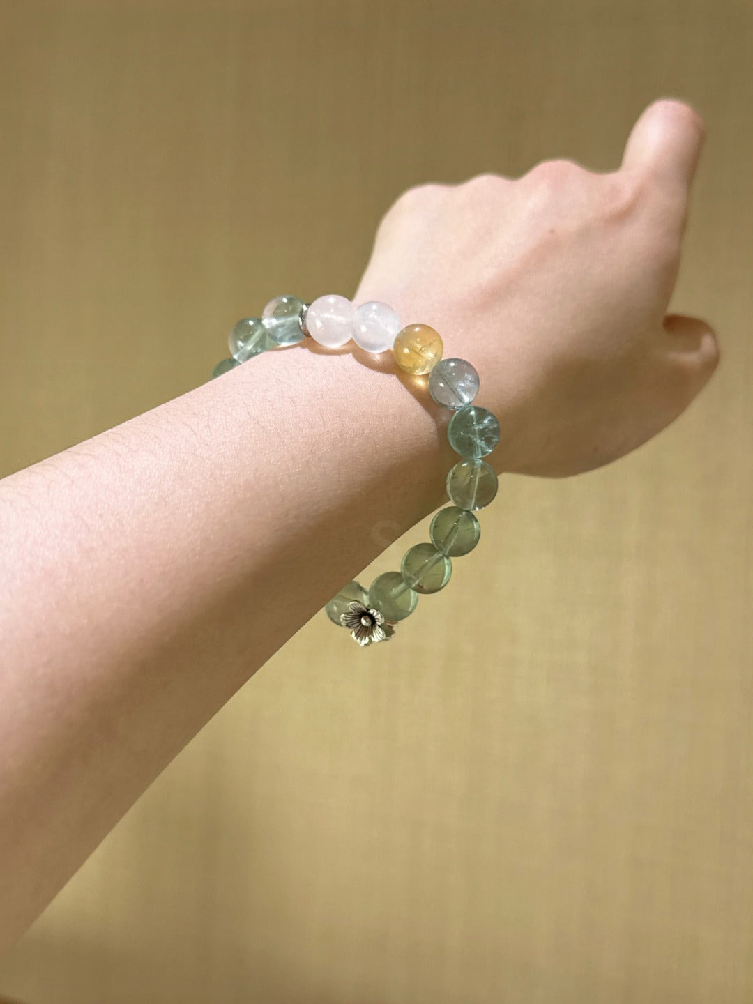 ▫️▪️ Green fluorite blue moonlight citrine bracelet
